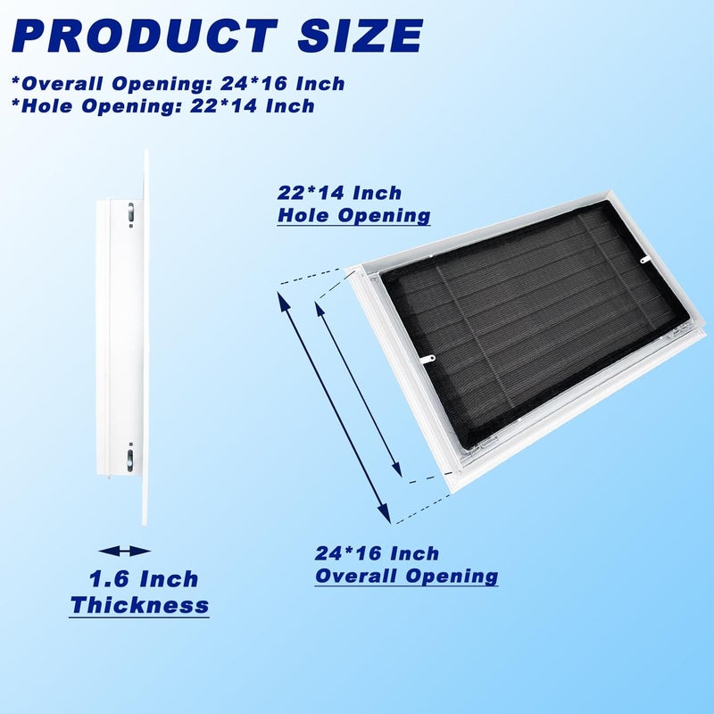 JONRIOX 24"*16" Gable Vent,Aluminum Alloy Wall Vent Shed Vents,with Removable Strainer and 180 Degree Opening Angle.Ideal for Attic,Shed,Garage,Play House,Coop.[Inside Dimensions:22"w X 14"h]-White 1 Pack - Image 5